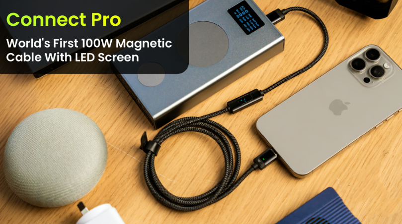 Connect Pro: World's 1st 100W Magnetic Cable With LED screen
