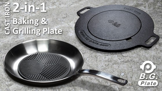 2-in-1 Cast Iron Baking & Grilling Plate