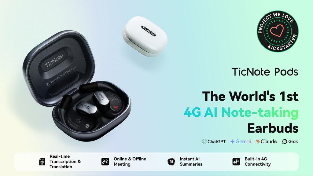 TicNote Pods: World’s 1st 4G AI Note-Taking Earbuds