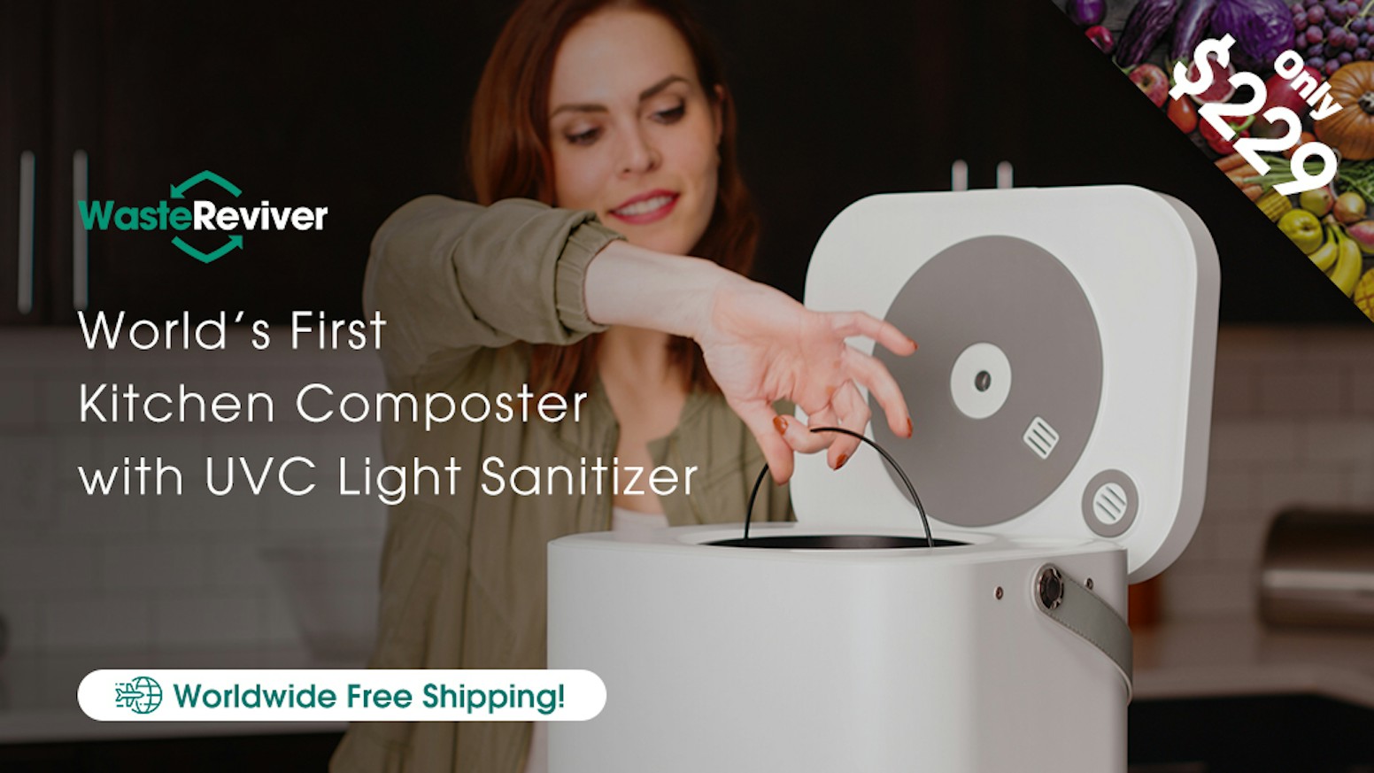 WasteReviver: Kitchen Composter with UVC Light Sanitizer